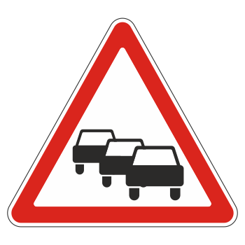 Дорожный знак 1.32 «Затор» (металл 0,8 мм, I типоразмер: сторона 700 мм, С/О пленка: тип А инженерная)